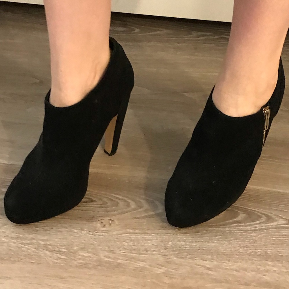 Dolce Vita black suede bootie heels